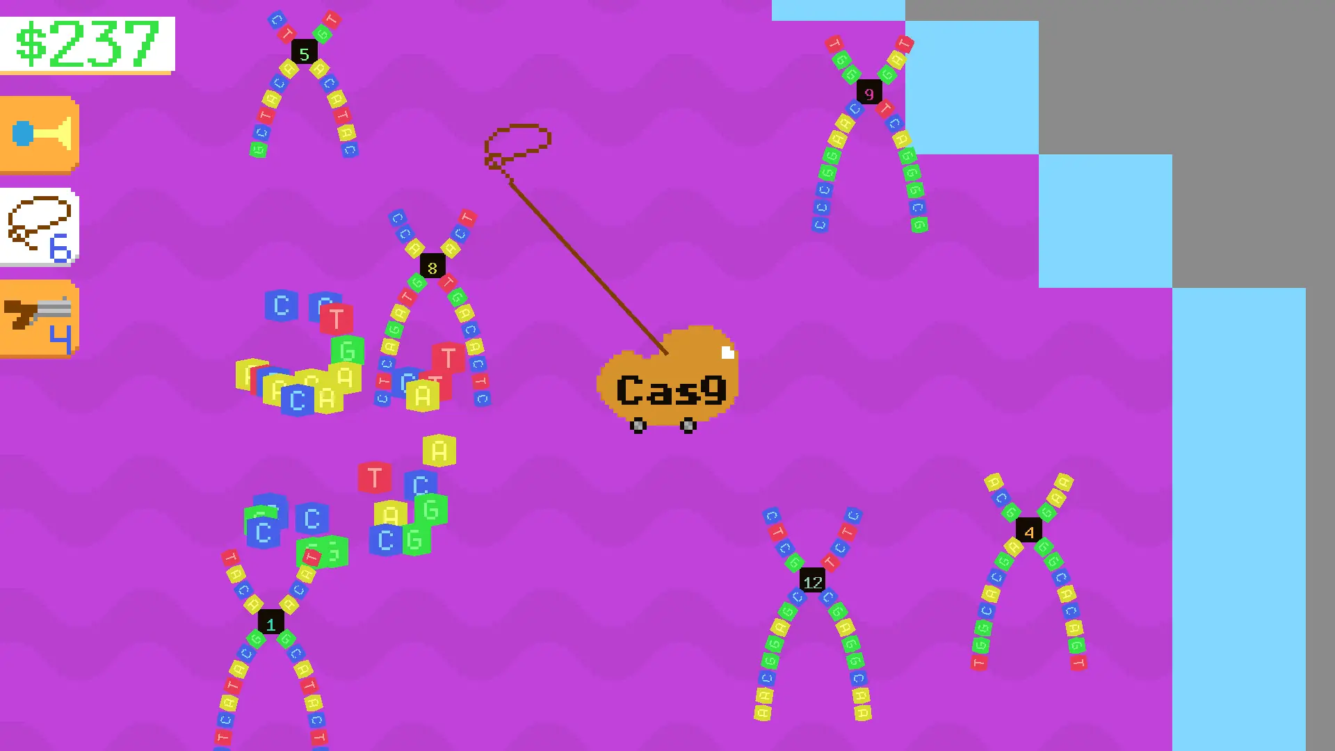 Horsey Game race scene — pixel horse crossing finish line with 1st place banner